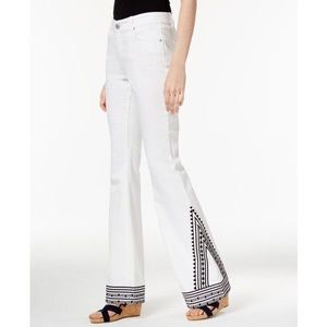 INC international concepts embroidered white wash jeans flare. NEW with Tags